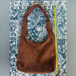 Chocolate brown suede big slouchy hobo shoulder bag